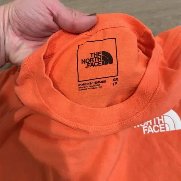 NORTH FACE Orange Crew‎ Neck Short Sleeve Cotton Tee Shirt T Top Outdoor Size XS - Picture 7 of 10
